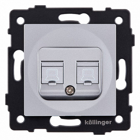 Розетка двойная Ethernet RJ45 Cat.5, серый Kollinger для Aspekt, Eleganz, Reflex