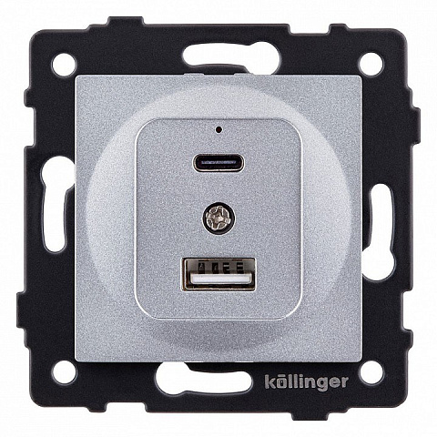 Розетка USB A+C 20W, серый Kollinger для Aspekt, Eleganz, Reflex