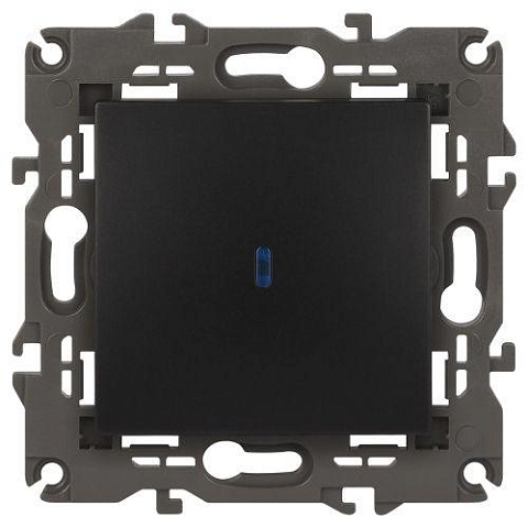 Выключатель 1-кл. СП Elegance 14-1102-05 10А IP20 250В 10AX с подсветкой механизм антрацит Эра Б0034219