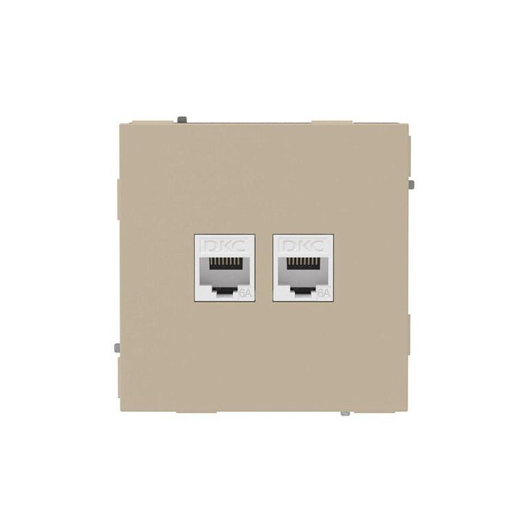 Розетка компьютерная 2-м KANT RJ45 кат.6A без шторки ванильн. марципан DKC 7015674