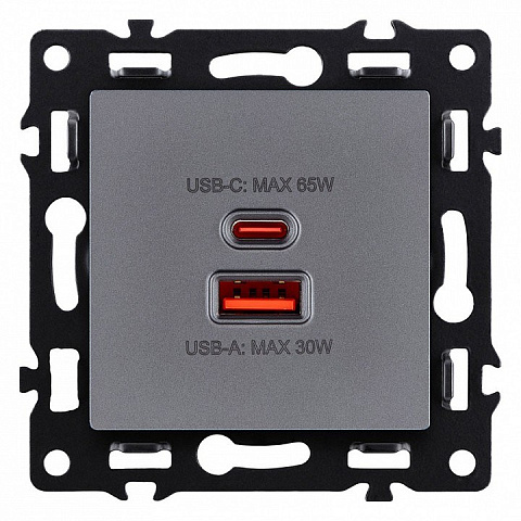Розетка 2хUSB type A и C без рамки Kollinger Asthetik AS-024GY