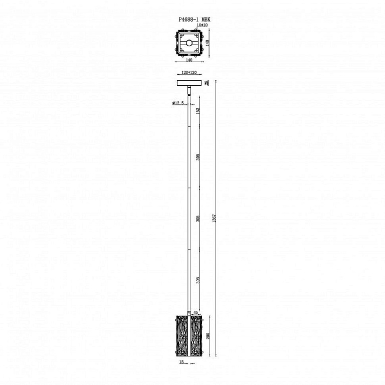 Светильник на штанге iLamp Panorama P4688-1 MBK