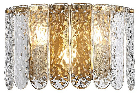 NEWPORT 8370 , Бра, Brass Clear grooved glass with round end L32*H20*Sp12 cm E14 3*40W