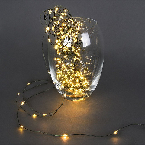гирлянда светодиодная Роса, 20м, 200LED, темно-зеленый провод