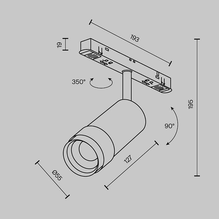 Светильник на штанге Maytoni Technical Фокус Зум TR211-1-12W2.7K-Z-B