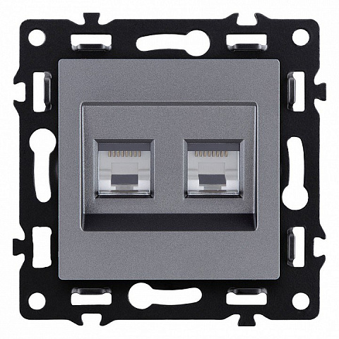 Розетка двойная Ethernet RJ-45 и со шторками, без рамки Kollinger Asthetik AS-018GY