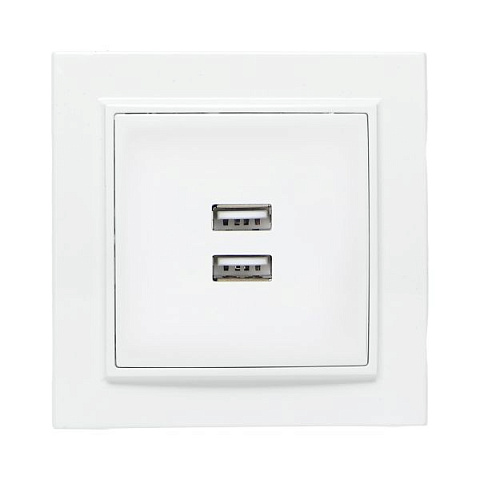 Розетка USB 2-м СП Минск 2.1А бел. EKF ERR-2USB-100