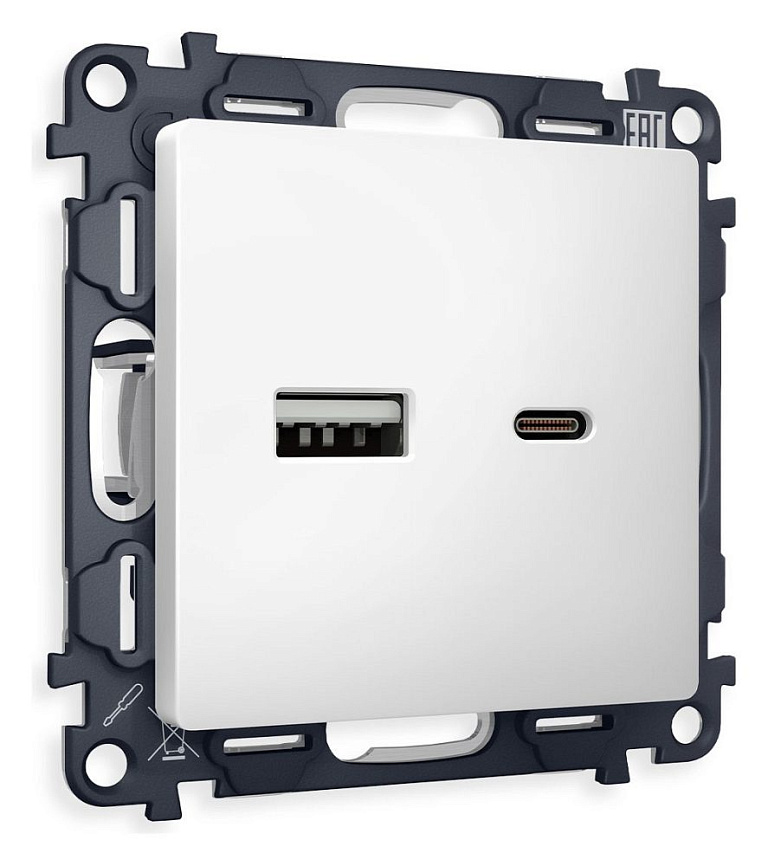 Розетка 2хUSB type A и C без рамки Ambrella Volt ALFA MA131010