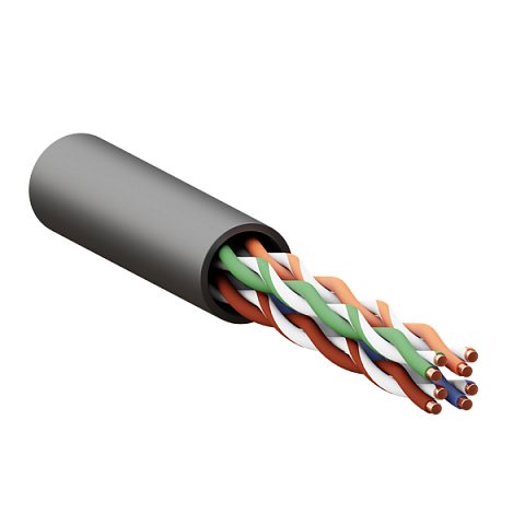 Кабель витая пара U/UTP кат.5E 4 пары 24 AWG solid внешн. LDPE черн. (м) TERACOM PRO EKF TRP-5EUTP-04PE-BK-OUT3