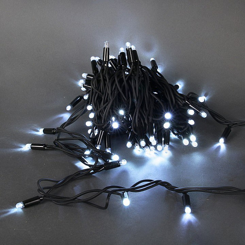 гирлянда светодиодная, черный провод 10м, 100LED, 24V, морозоустойчивая, влагозащищенная