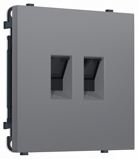 Розетка двойная Ethernet RJ-45 и со шторками, без рамки Ambrella Volt MS MS872110