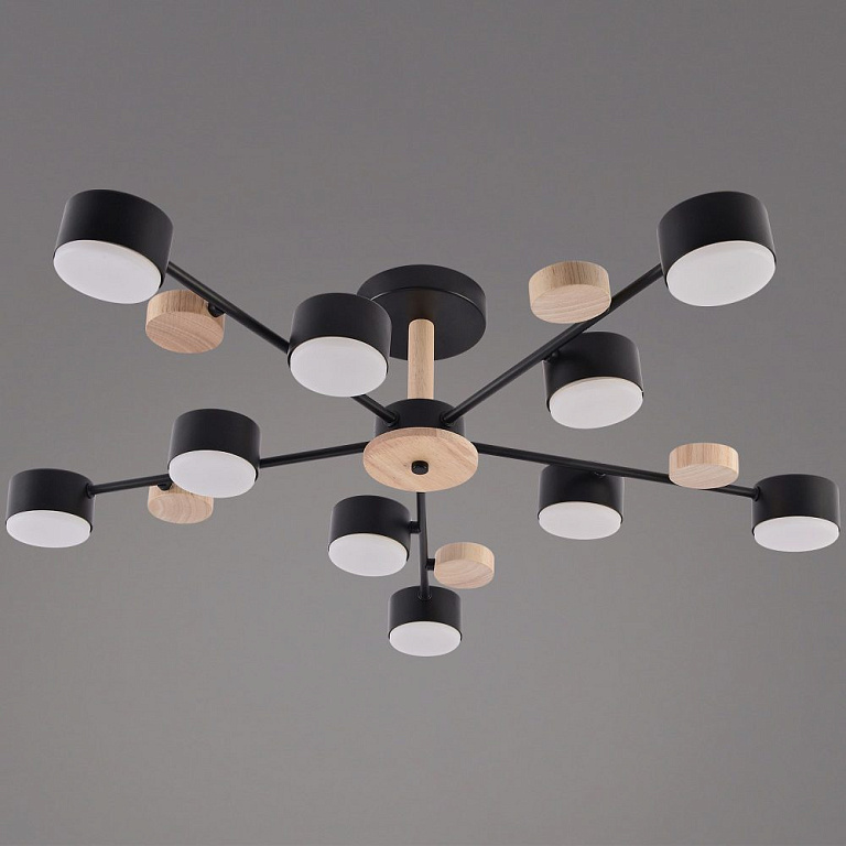 Люстра на штанге Reluce 03758 03758-0.3-10 BK+WOOD GX53