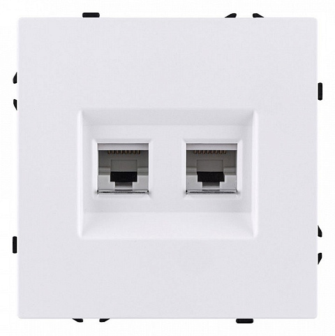 Розетка двойная Ethernet RJ-45 и со шторками, без рамки Kollinger Eclipse EC-018WH