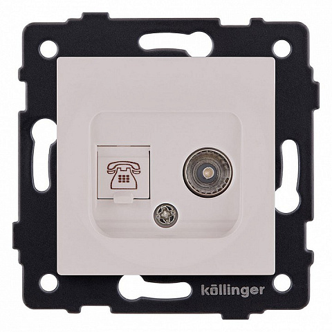 Розетка двойная TV (мама) + телефонная розетка RJ11, кашемир матовый Kollinger для Aspekt, Eleganz, Reflex