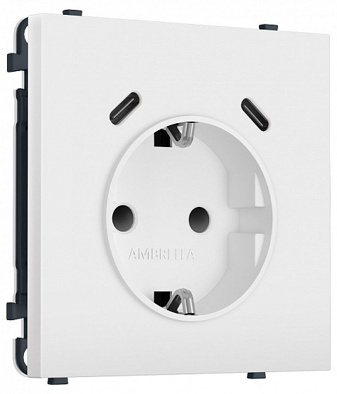 Розетка с заземлением и со шторкой и 2хUSB C, без рамки Ambrella Volt MS MS130510