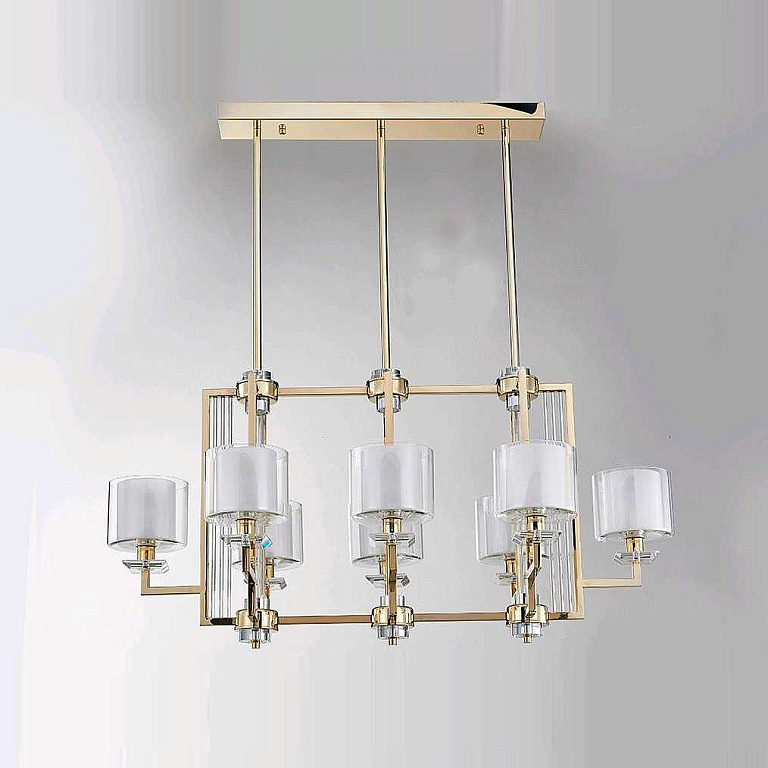 NEWPORT 4400 , Подвесной светильник, Gold Clear crystal Clear glass 107*56*H56 cm E14 8*60W + LED 6*5W