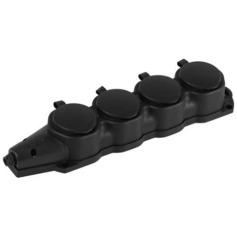 Колодка 4-м с заземл. 16A IP44 KX-4e-B-IP44 каучук. черн. Эра Б0068394