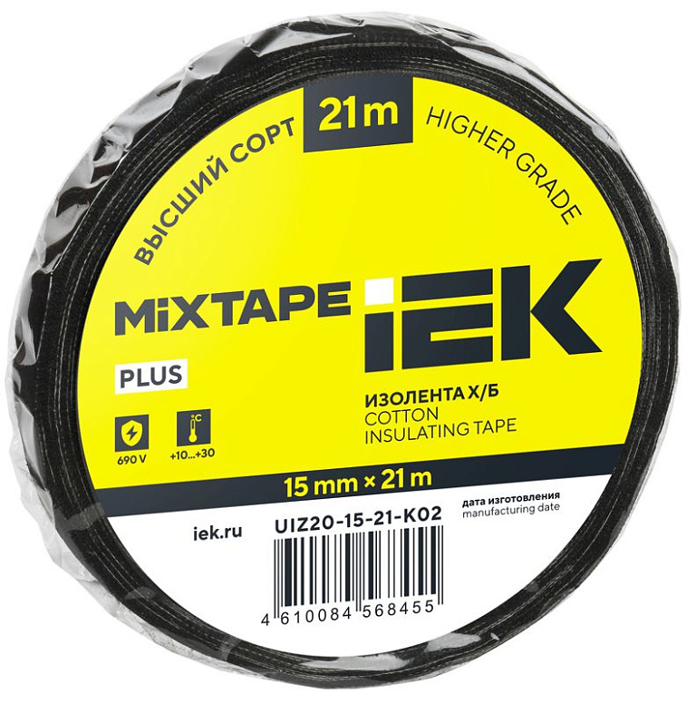Изолента Х/Б 15мм 21м MIXTAPE 5 IEK UIZ20-15-21-K02