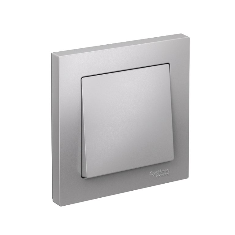 Выключатель 1-кл. СП AtlasDesign 10А IP20 (сх. 1) 10AX в сборе алюм. SE ATN000312