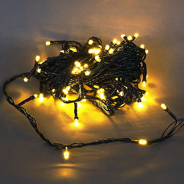 гирлянда светодиодная 5м, 50LED, зеленый провод с контроллером