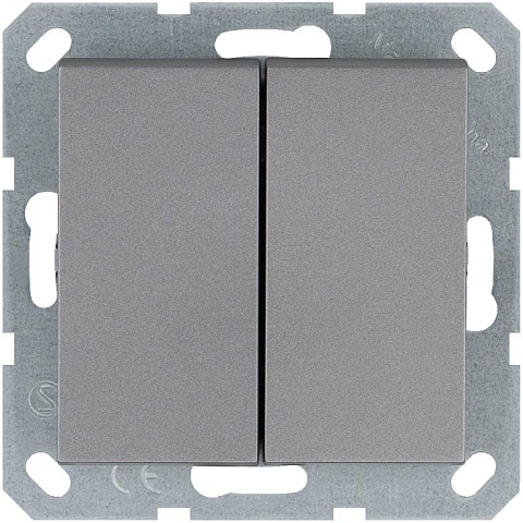 Кнопка 2-кл. 10А IP20 с переключающим контактом механизм алюм. Jasmart G3020S