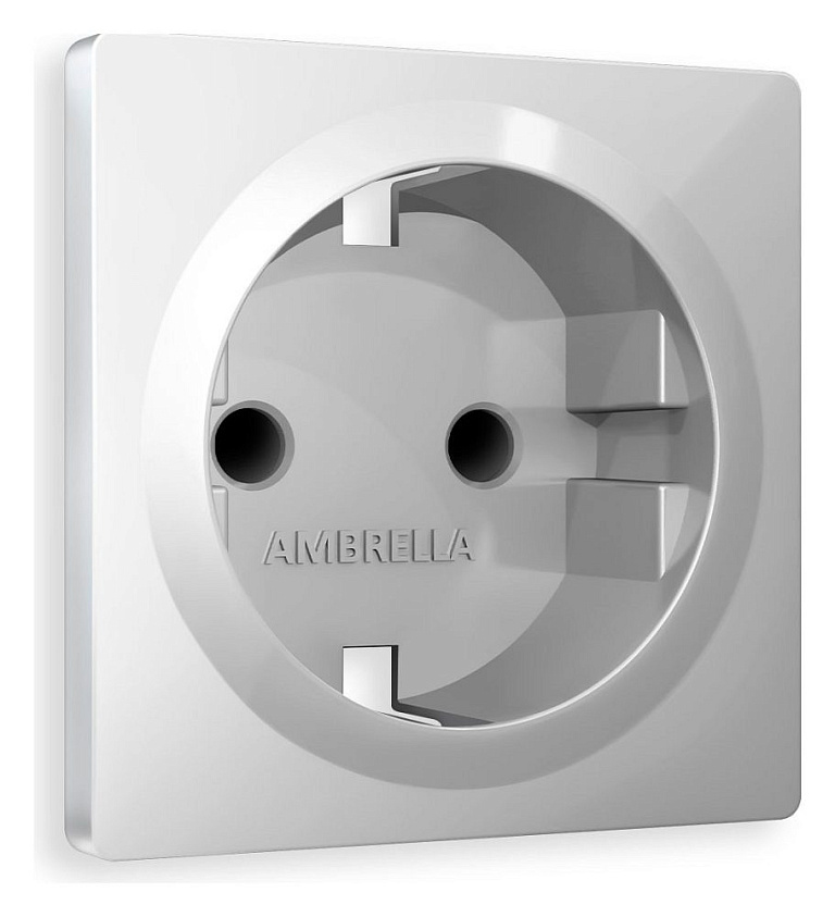 Накладка для розетки с заземлением и со шторками Ambrella Volt ALFA AP4070