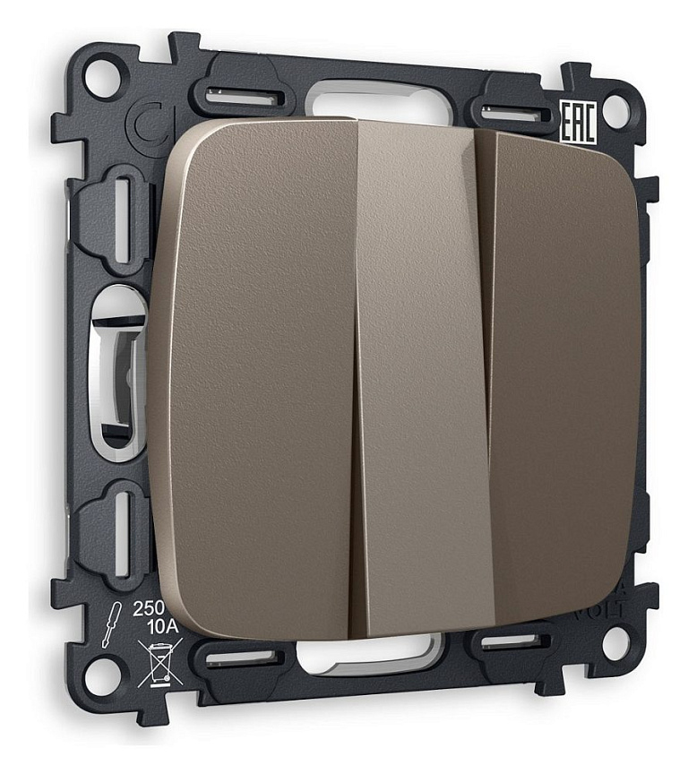 Выключатель трехклавишный без рамки Ambrella Volt OMEGA MO635010