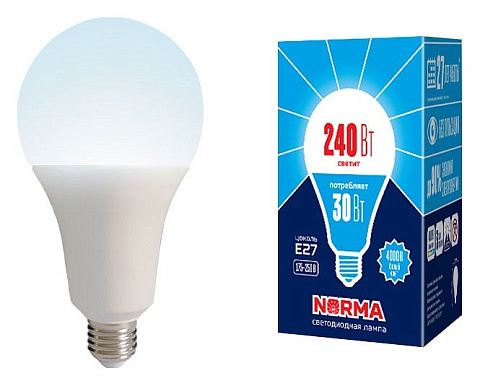 LED-A95-30W/4000K/E27/FR/NR Лампа светодиодная. Форма A, матовая. Серия Norma. Белый свет (4000K). Картон. ТМ Volpe