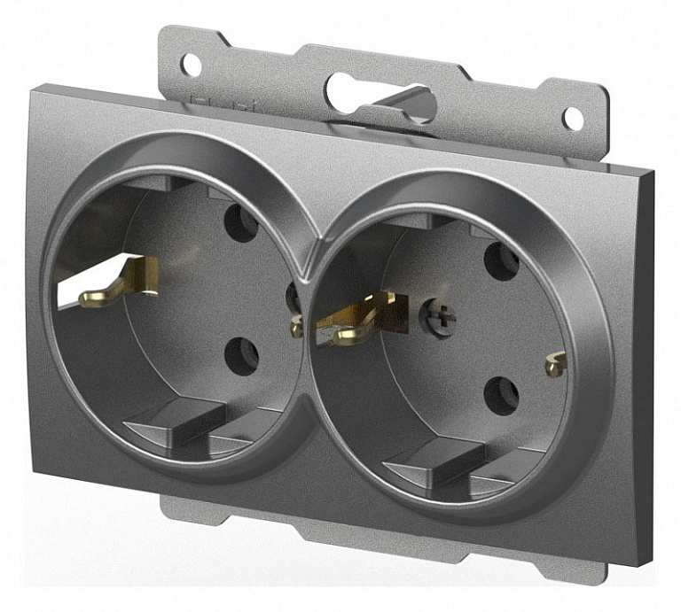 Розетка двойная с заземлением, без рамки Elbi Eleсtriс Zena Vega 609-011000-907
