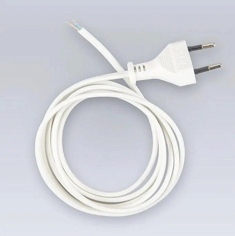 Сетевой шнур с ВИЛКОЙ (2х0.5, длина 1.8м) - 220v Белый.