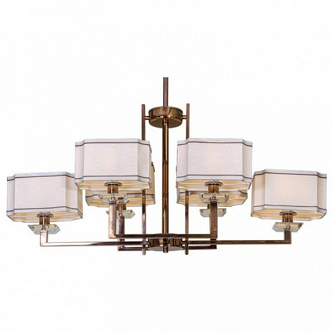 L'ARTE LUCE люстра (ZB50167/6) dark brown, creamy white fabric shade,K9 crystal plate