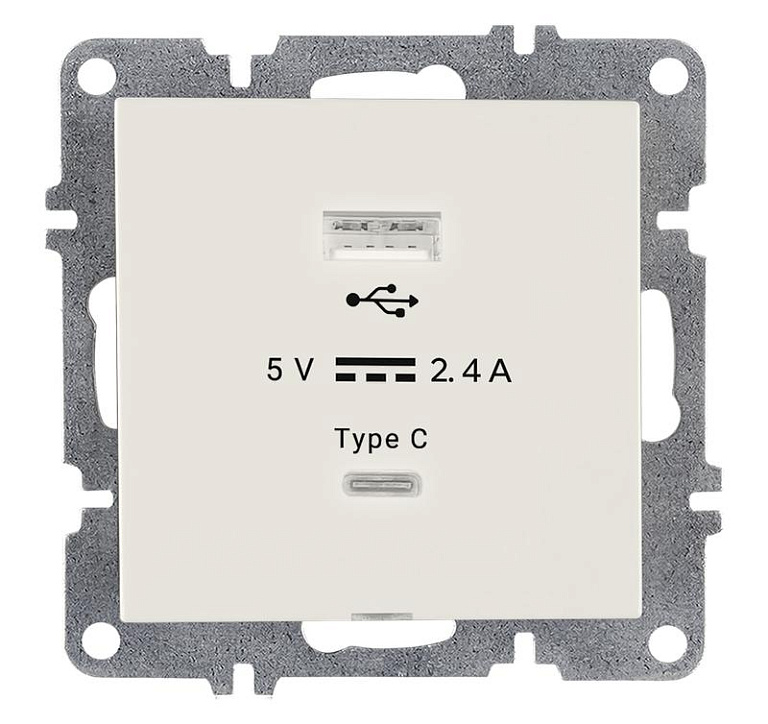 Розетка LAVIN/KAREN USB + TYPE-C механизм бел. ARVIA 50 01 1000 304