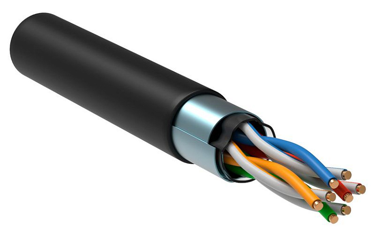 Кабель витая пара F/UTP кат.5E 4х2х24AWG solid LSZH нг(А)-HF черн. (305м) (м) ITK LC3-C5E04-329