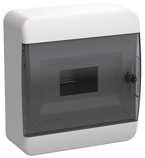 Корпус ЩРН-П-8 TEKFOR IP41 черн. прозр. дверь пластик. IEK TF5-KP12-N-08-41-K01-K03