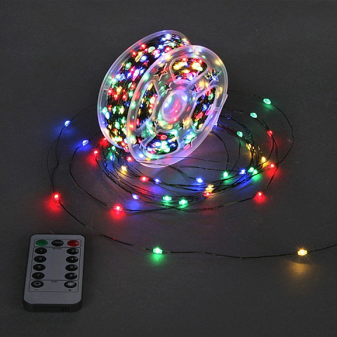 гирлянда светодиод.Роса,темно-зел.провод,100м,1000LED,в компл.с трансфор.-контроллер,ПДУ