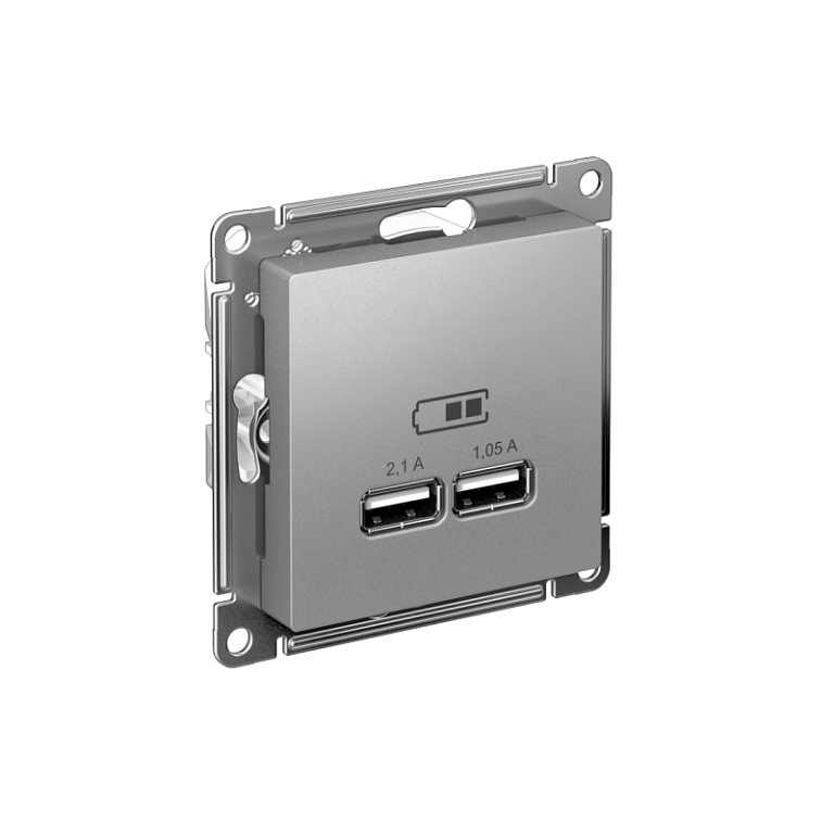 Розетка USB AtlasDesign тип A+A 5В 1х2.1А 2х1.05А механизм алюм. SE ATN000333