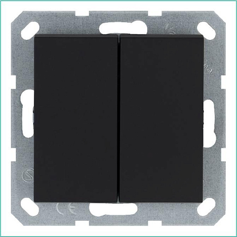 Переключатель проходной 2-кл. 10А IP20 механизм черн. матов. soft touch Jasmart G3022PB
