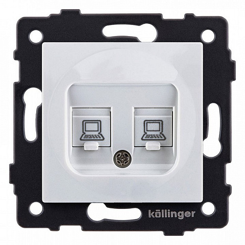 Розетка двойная Ethernet RJ45 Cat.5, белый Kollinger для Aspekt, Eleganz, Reflex