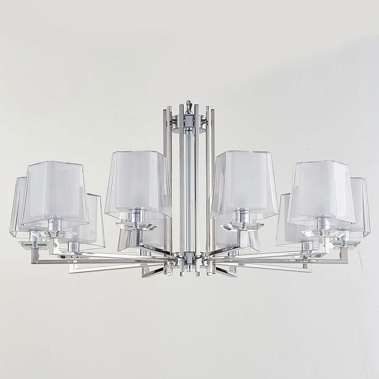 NEWPORT 4700 4710/C , Люстра, Chrome Glass clear/matt white D96*H45 cm E14 10*60W