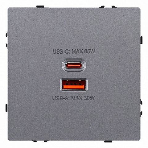 Розетка 2хUSB type A и C без рамки Kollinger Eclipse EC-024GY