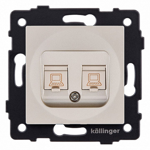 Розетка двойная Ethernet RJ45 Cat.5, золотой Kollinger для Aspekt, Eleganz, Reflex