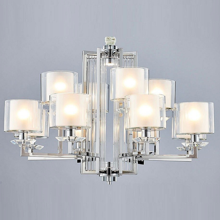 NEWPORT 4400 4408+4/C chrome , Люстра, Chrome Clear crystal Clear glass D91*H57 cm E14 12*60W+ LED 2*5W