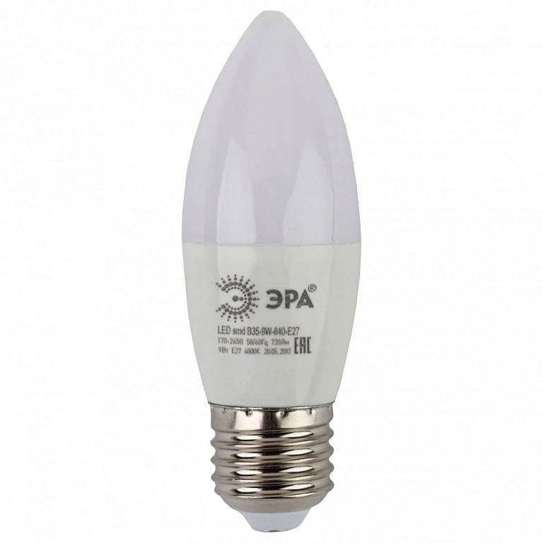 Лампа светодиодная Эра Стандарт E27 9Вт 4000K LED B35-9W-840-E27