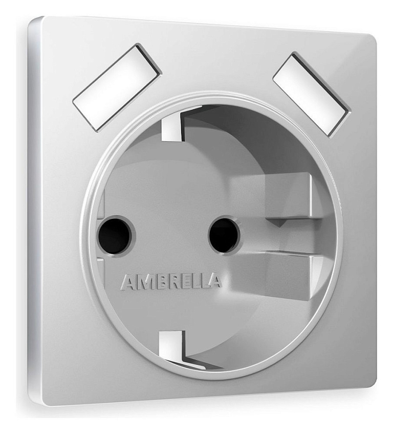 Накладка для розетки с заземлением и со шторками и 2хUSB type A Ambrella Volt ALFA AP4090