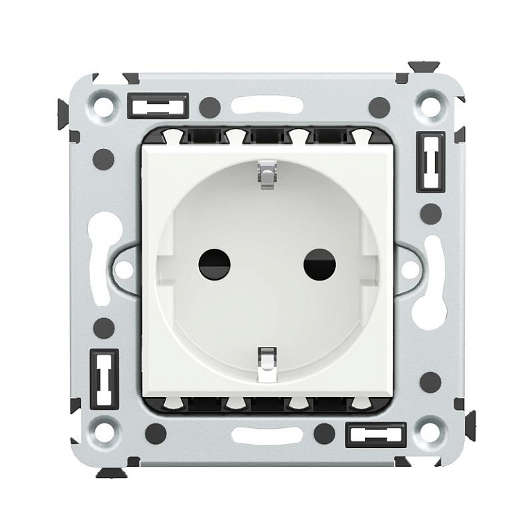 Розетка 1-м СП 2мод. Avanti "Белое облако" 16А IP20 2P+E защ. шторки бел. DKC 4400003