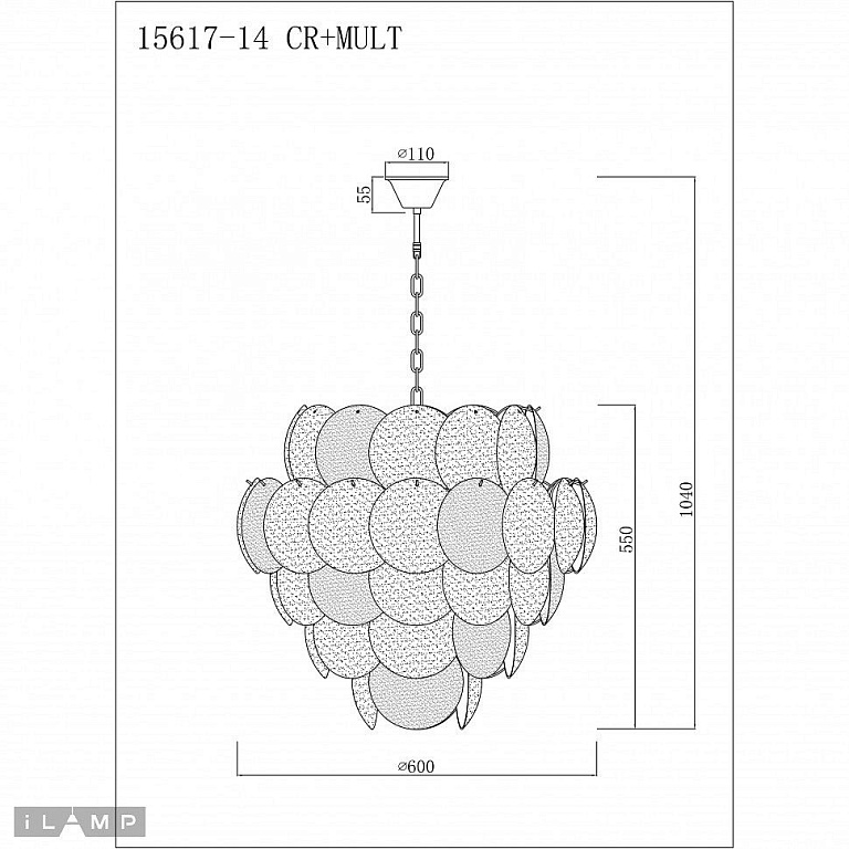 Подвесная люстра iLamp Rivoli 15617-14 CR+MULT
