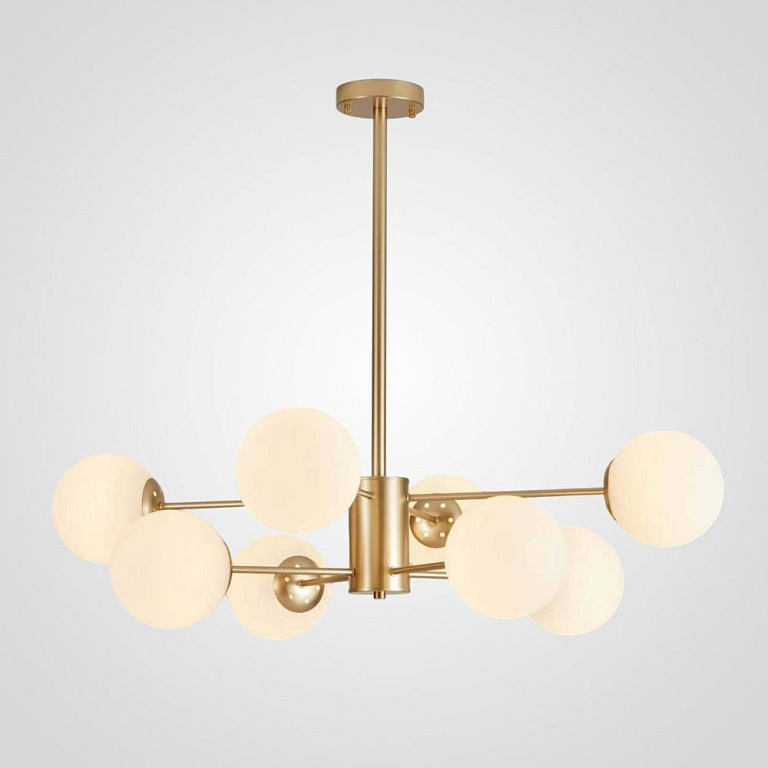 Потолочная люстра с круглыми стеклянными плафонами ROUNDI BRASS L8 от ImperiumLoft