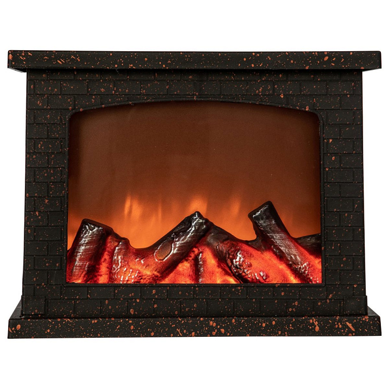 ULD-L2821-005/DNC/RED BLACK FIREPLACE Светильник светодиодный «Камин» с эффектом пламени, питание от батареек 3АА (не в/к) или USB (в/к