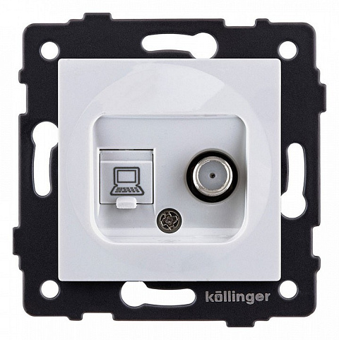 Розетка двойная спутниковая SAT + RJ45 Cat.6, белый Kollinger для Aspekt, Eleganz, Reflex