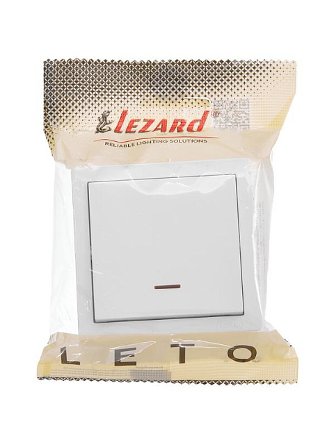 Выключатель 1-кл. ОП LETO 10А IP20 с индикацией бел. LEZARD 752-0200-111
